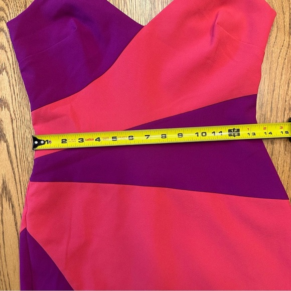 Nicole Miller Collection Colorblock Asymmetric Dress Pink Purple Mini Sz 2 - Picture 11 of 12